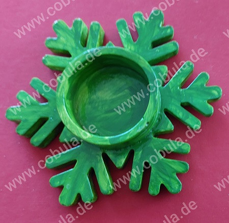Handmade bei Familie Brummelbär Teelichthalter als Schneeflocke in der Farbe Grün ca. 11cm