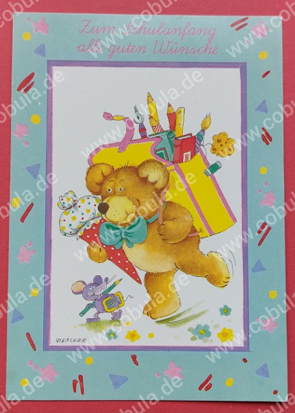 Einschulungskarte Zum Schulanfang alle guten Wünsche Motiv Teddybär