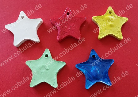 Handmade bei Familie Brummelbär 5 Weihnachtssterne aus Gips ca. 7cm