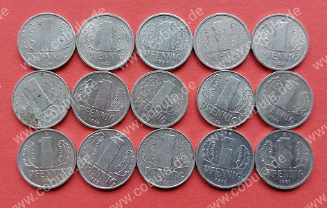 DDR Alu Münzen Set 1 Pfennig Münzen Vintage