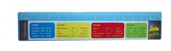 COOL & CLEVER Spicker Lineal 15 cm Hellblau Maßeinheiten