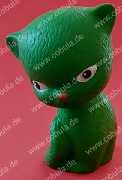 DDR Quietschtier Katze Farbe grün ca. 11cm Vintage