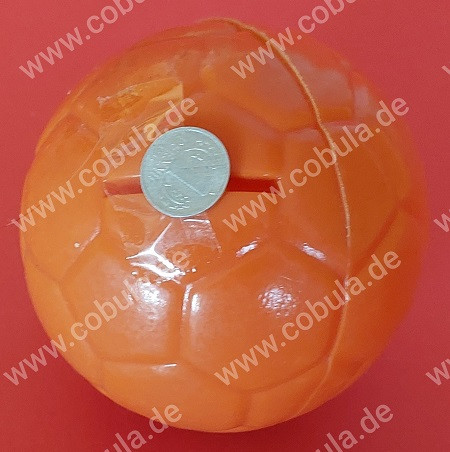 DDR Spardose Fußball ca. 10cm Farbe Orange Vintage