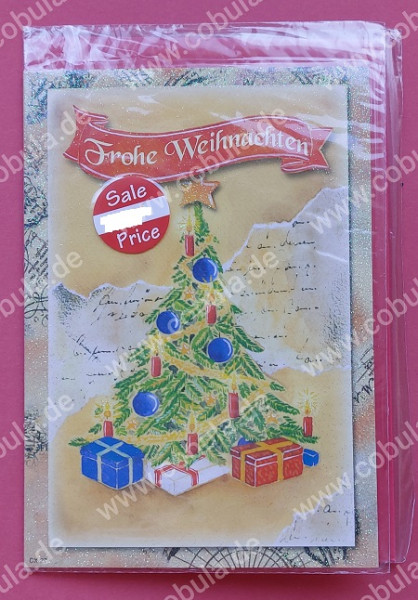 Weihnachtskarte Frohe Weihnachten mit Baum u. Geschenken