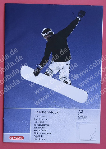 Zeichenblock A3 Motiv Snowboard