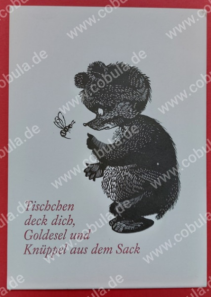 AK DDR Postkarte Tischchen deck dich, Goldesel und Knüppel aus dem Sack 1987