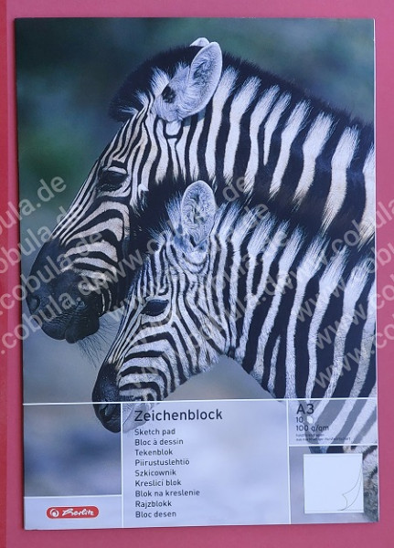 Zeichenblock A3 Motiv Zebra