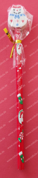 Weihnachtsstift mit Radiergummi Motiv Schneemann ca.19cm