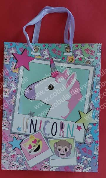 Geschenktasche Glitzer Einhorn ca.26 x 34cm