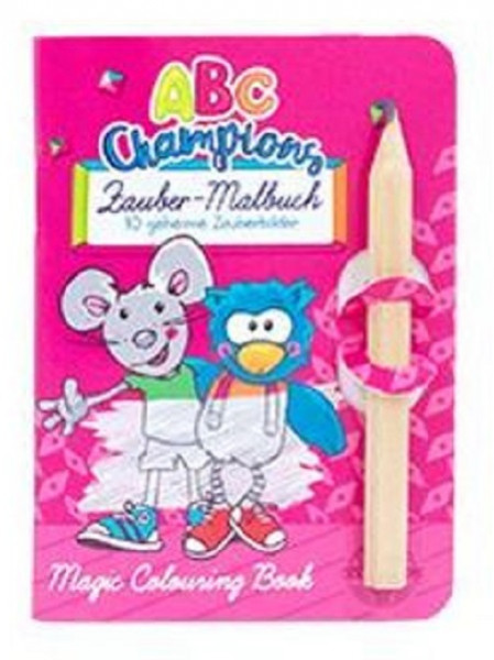 Trendhaus ABC CHAMPIONS ZAUBER-MALBUCH MIT BLEISTIFT Farbe Pink Maus und Eule