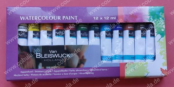 Van Bleiswijck Aquarellfarben 12 verschiedene Farben