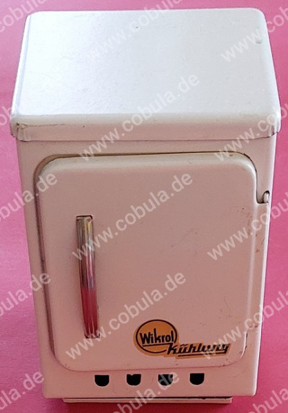 DDR Puppenstube Blechkühlschrank Wikrol ca. 11cm Vintage