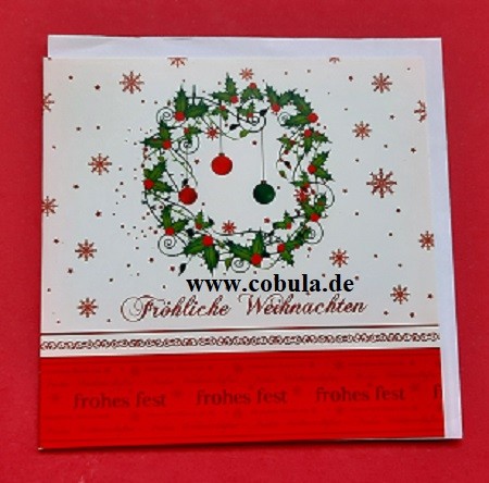 Weihnachtskarte klein ca.10 x 10cm Motiv Fröhliche Weihnachten