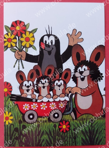 Postkarte Der Maulwurf und die Hasenfamilie