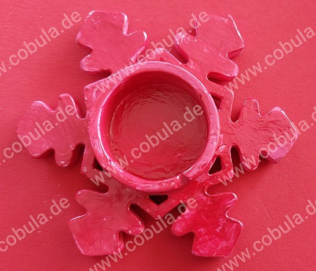 Handmade bei Familie Brummelbär Teelichthalter als Schneeflocke in der Farbe Rot ca. 11cm