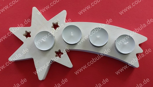 Handmade bei Familie Brummelbär Teelichthalter „Sternschnuppe“ aus Gips