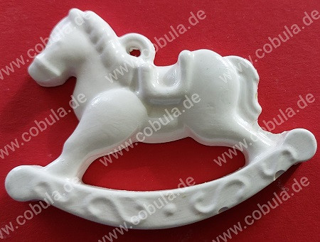 Handmade bei Familie Brummelbär Schaukelpferd ca. 6cm aus Gips-Copy