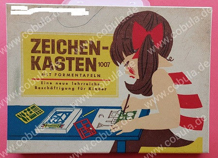 DDR Zeichenkasten 1007 „markant" mit 4 Formentafeln und 3 Buntstiften in OVP Vintage