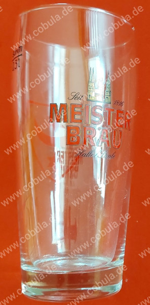 DDR Bierglas 0,3l Meister Bräu Halle mit Halle Wappen Vintage