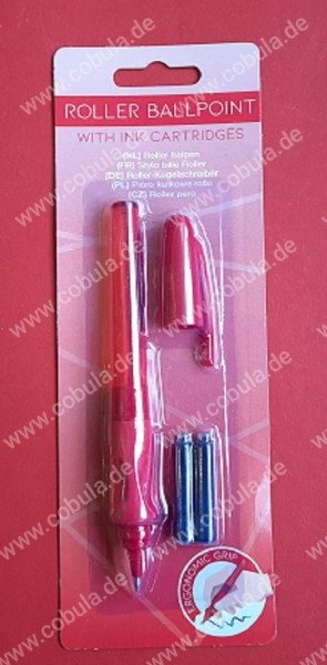 Roller-Kugelschreiber mit Patronen Farbe Rot