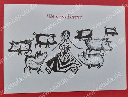 AK DDR Postkarte WERNER KLEMKE Die sechs Diener 1987