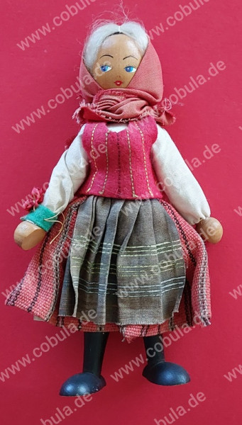 DDR Holz Folklore-Puppe Kunsthandwerk ca. 20cm Vintage