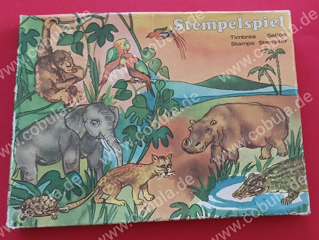 DDR Famos Stempelset Nr. 592 Motiv Zootiere mit Stempelkissen OVP Vintage (ab 5 Jahre)