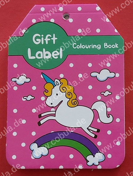 Malbuch Gift Label Motiv Einhorn