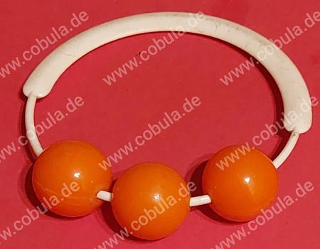 DDR Babyrassel Vintage mit 3 orangen Kugeln