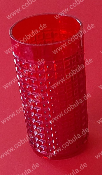 DDR Plastikbecher aus transparentem roten Kunststoff Vintage